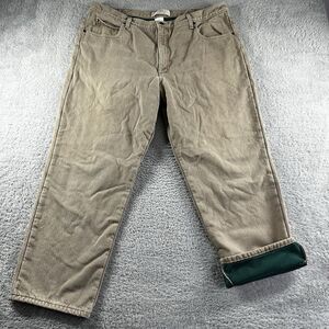 Vintage LL Bean Double L Pants Fleece Lined Khaki Mens 42x29 Classic‎ Fit Cotton